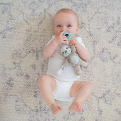 Dr. Brown's Baby Lovey Pacifier & Teether Holder, Sloth with Grey HappyPaci, 100% Silicone, 0-6m
