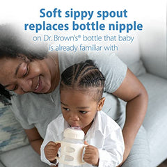 Dr. Brown’s Milestones Wide-Neck Transitional Sippy Bottle with Silicone Handles, 9oz 6m+ Light Pink and Ecru 2-Pack