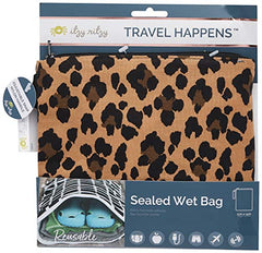 Itzy Ritzy Sealed Wet Bag with Adjustable Handle - Washable & Reusable Wet Bag with Water Resistant Lining Ideal for Swimwear, Diapers, Gym Clothes & Toiletries; Measures 11" X 14", Leopard