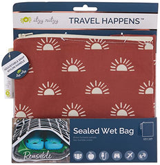 Itzy Ritzy Sealed Wet Bag with Adjustable Handle – Washable and Reusable Wet Bag with Water Resistant Lining Ideal for Swimwear, Diapers, Gym Clothes & Toiletries; Measures 11” x 14”, Terracotta Sunrise