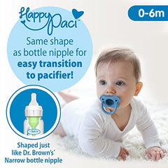 Dr. Brown’s HappyPaci 100% Silicone Pacifier 0-6m, BPA Free, White Blue Light Blue 3-Pack