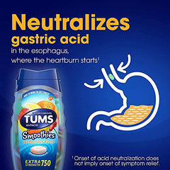 TUMS Extra Strength Smoothies for Heartburn Relief, Assorted Fruit, 140 tablets