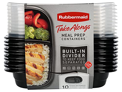 Rubbermaid TakeAlongs Divided Base Container Black, Set of 10 (2030326)