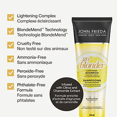 John Frieda Go Blonder Duo for Blondes, Lightening Shampoo and Conditioner, Gradually lightens and brightens natural, colour-treated and highlighted blonde hair, peroxide and ammonia free