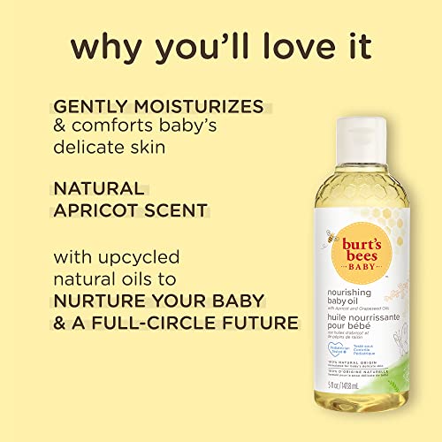 Burt's Bees Baby Nourishing Baby Oil, 100% Natural Origin Baby Skin Care, Paraben Free, Pediatrician Tested, 148ml