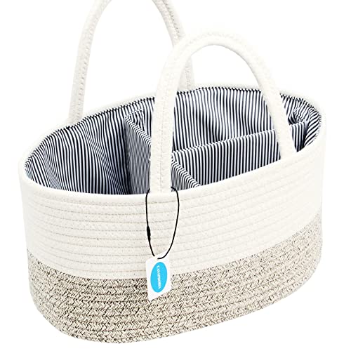 Casaphoria car portable diaper caddy organizer baby changing rope basket for baby girl for table loaded diaper small cotton baskets with pad Portable Bag
