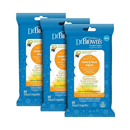 Dr. Brown's Healthy Wipes Nose and Face Wipes 30-Count, 3 Pack