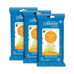 Dr. Brown's Healthy Wipes Nose and Face Wipes 30-Count, 3 Pack