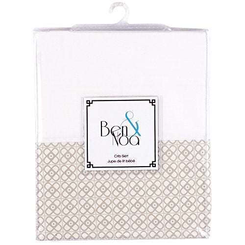 Ben & Noa Percale Crib Skirt, Linen Mini Print
