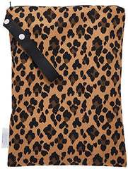 Itzy Ritzy Sealed Wet Bag with Adjustable Handle - Washable & Reusable Wet Bag with Water Resistant Lining Ideal for Swimwear, Diapers, Gym Clothes & Toiletries; Measures 11" X 14", Leopard