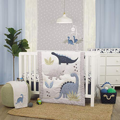 Carter's Dino Adventure Super Soft Gray and Blue Coral Fleece Baby Blanket