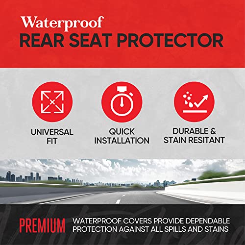 BDK Auto MTSC-268-RD: Waterproof Bench Rear Seat Protector, Red Stitching