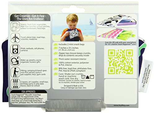 Itzy Ritzy Snack Happens Mini Reusable Snack Bag, Whale Watching Blue, 2-Count