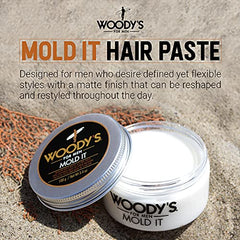 Woodys Mold It Medium Hold Matte Styling Paste for Men - Paste, 3.4 ounces