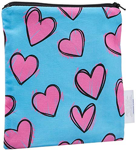 Itzy Ritzy Reusable Snack Bag - 7" x 7" BPA-Free Snack Bag is Food Safe, Washable and Ideal for Storing Snacks, Pacifiers, Electronics and Makeup in a Diaper Bag, Purse or Travel Bag, Hearts
