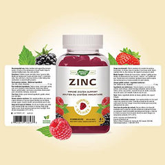 Nature's Way Zinc Gummies - Immune System Support Mineral Supplement – Maintain Healthy Bones, Hair, Skin and Nails - Vegetarian Gummies for Kids 4+ and Adults - Mixed Berry Flavour, 60 Gummies