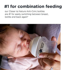 Tommee Tippee Closer to Nature Baby Bottles, Breast-Like Nipples with Anti-Colic Valve (9 Ounces, 2 Count)