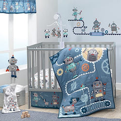 Bedtime Originals Robbie Robot Fitted Crib Sheet, White