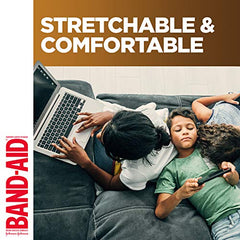 Band-Aid Brand Flexible Fabric Adhesive Bandages, Flexible Protection & Care of Minor Cuts & Scrapes, Quilt-Aid Pad for Painful Wounds, Dark Brown Skin Tone (BR65), Assorted Sizes, 30 ct