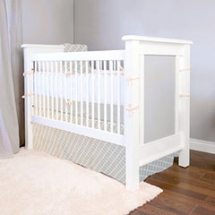 Ben & Noa Percale Crib Skirt, Linen Lattice