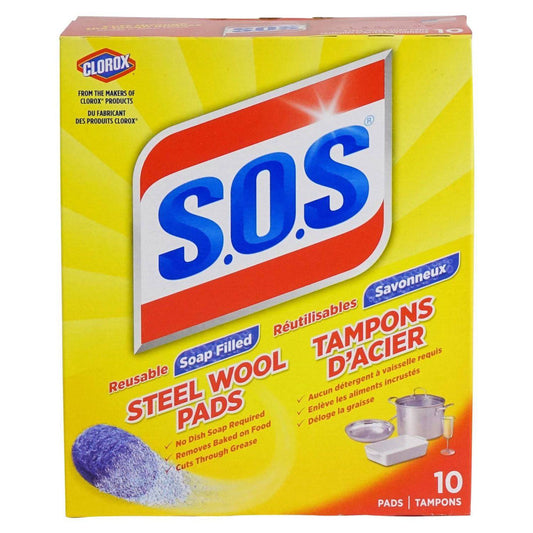 S.O.S Steel Wool Soap Pads, 10 Count - Zecoya
