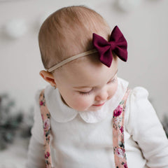 Baby Wisp - Fanny Bow Headband White - Baby Infant Toddler Girls - Newborn to 24 Months