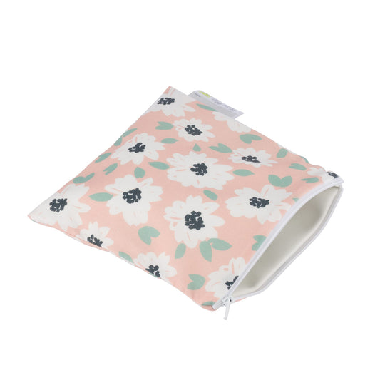 ITZY RITZY Reusable Snack Bag – 7” x 7” BPA-Free Snack Bag is Food Safe, Washable and Ideal for Storing Snacks, Pacifiers, Electronics and Makeup in a Diaper Bag, Purse or Travel Bag, Playful Petals