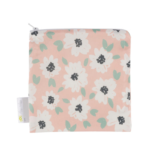 ITZY RITZY Reusable Snack Bag – 7” x 7” BPA-Free Snack Bag is Food Safe, Washable and Ideal for Storing Snacks, Pacifiers, Electronics and Makeup in a Diaper Bag, Purse or Travel Bag, Playful Petals