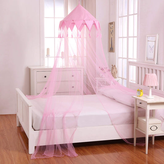 Cotton Loft Harlequin Kids Collapsible Round Hoop Sheer Mosquito Netting Girls Bed Canopy, One Size, Pink