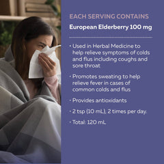 Nature's Way Sambucus Cold and Flu Care Original – Elderberry Syrup Used in Herbal Medicine to Help Relieve Symptoms (Coughs and Sore Throats) in Adults, 120 ml