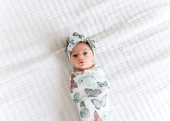 Copper Pearl Baby Stretchy Soft Knit Headband Bow "Dot"