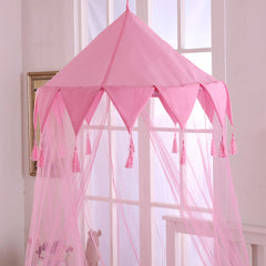 Cotton Loft Harlequin Kids Collapsible Round Hoop Sheer Mosquito Netting Girls Bed Canopy, One Size, Pink