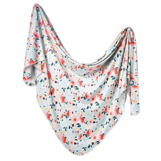 Copper Pearl Large Premium Knit Baby Swaddle Receiving Blanket Floral Leilani