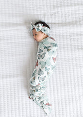 Copper Pearl Baby Stretchy Soft Knit Headband Bow "Dot"