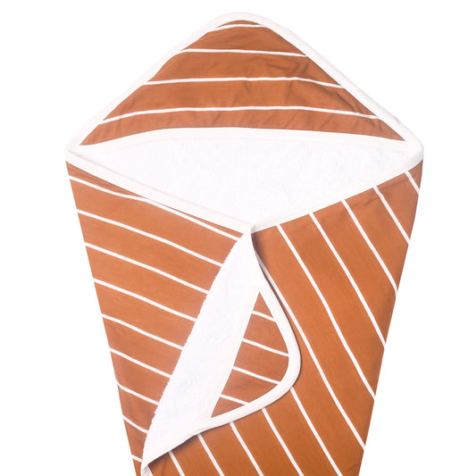 Copper Pearl Premium Knit Hooded Bath Towel with Terry Cloth Interior Camel Stripe", 317 grams, brown (X0026LCO8X)
