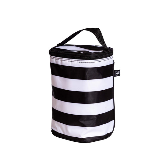J.L. Childress Tall Twocool, Breastmilk Cooler, Baby Bottle & Baby Food Bag, Insulated & Leak Proof, Ice Pack Included, Fits 2-4 Bottles, Black/White Stripe