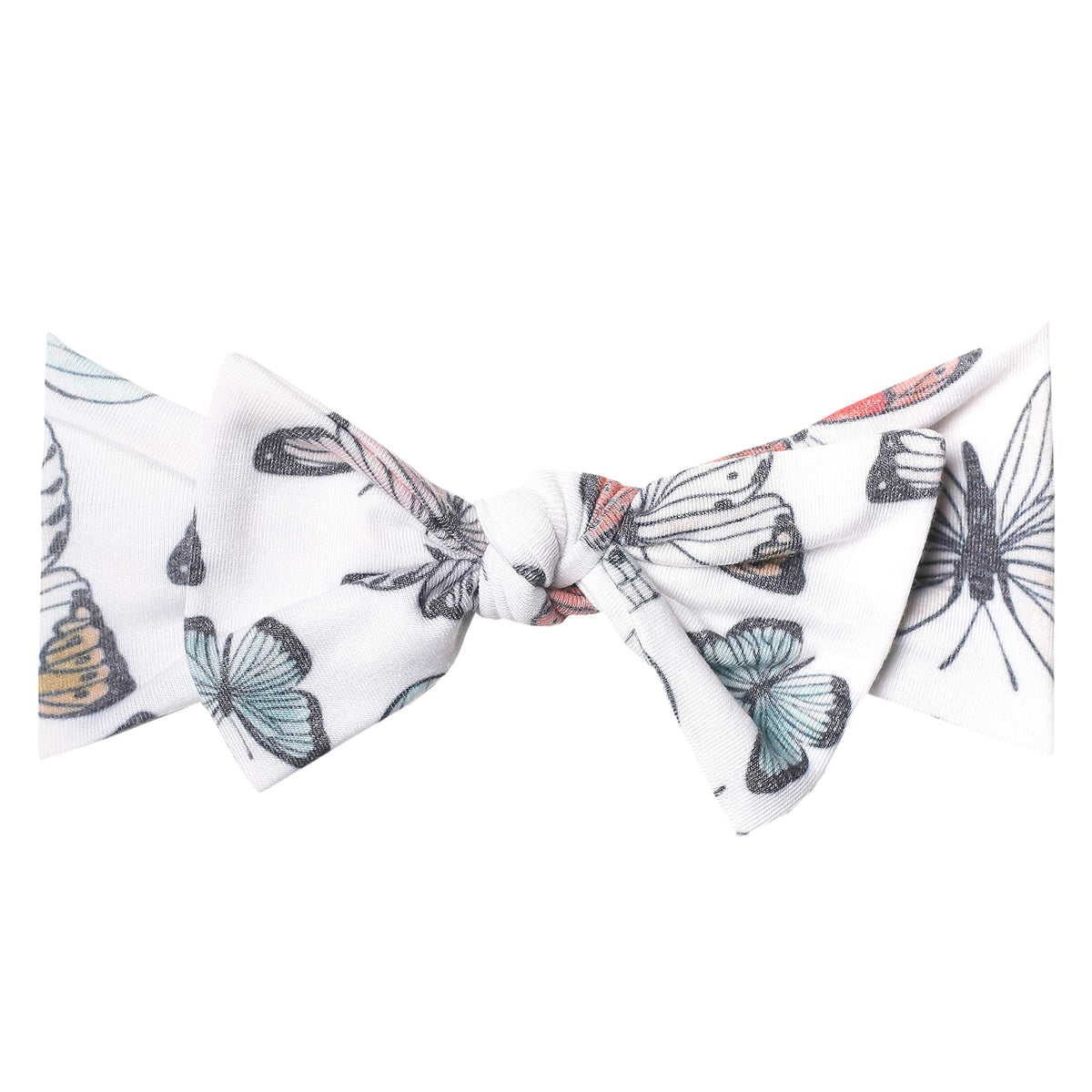 Copper Pearl Baby Stretchy Soft Knit Headband Bow "Dot"